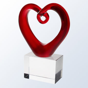 art glass, art glass crystal awards, custom crystal awards, custom awards, abstract awards, glass art, heart award, heart glass